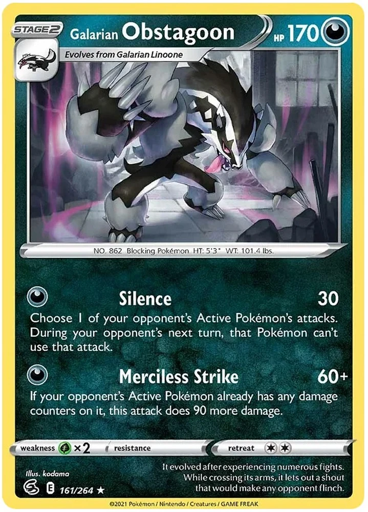 Galarian Obstagoon - 161/264 Holo Rare