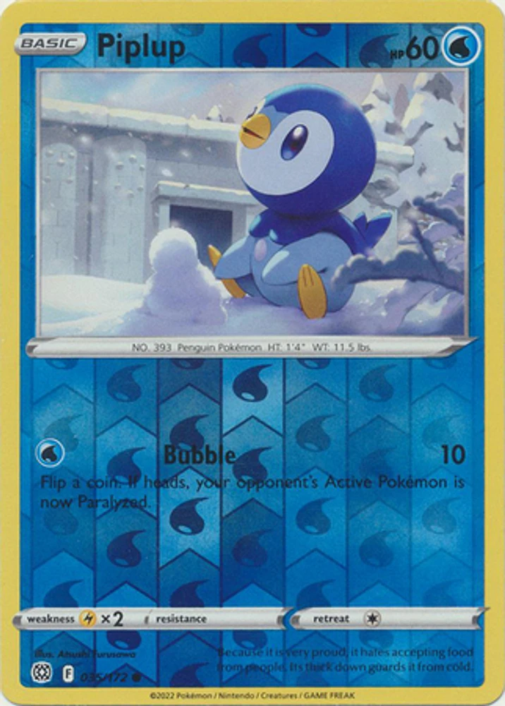 Piplup - 035/172 - Common - Reverse Holo