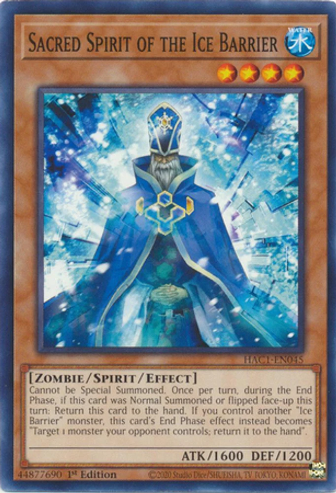 Sacred Spirit of the Ice Barrier - HAC1-EN045 - Common - 1st Edition