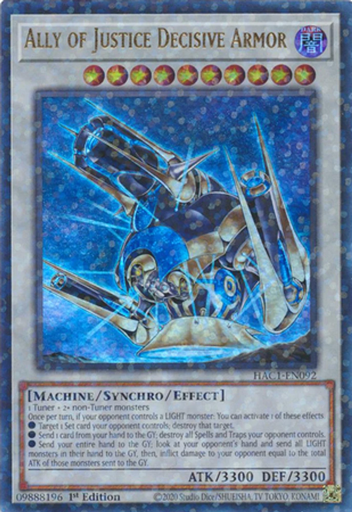 Ally of Justice Decisive Armor - HAC1-EN092 - Ultra Rare - 1st Edition (Duel Terminal)