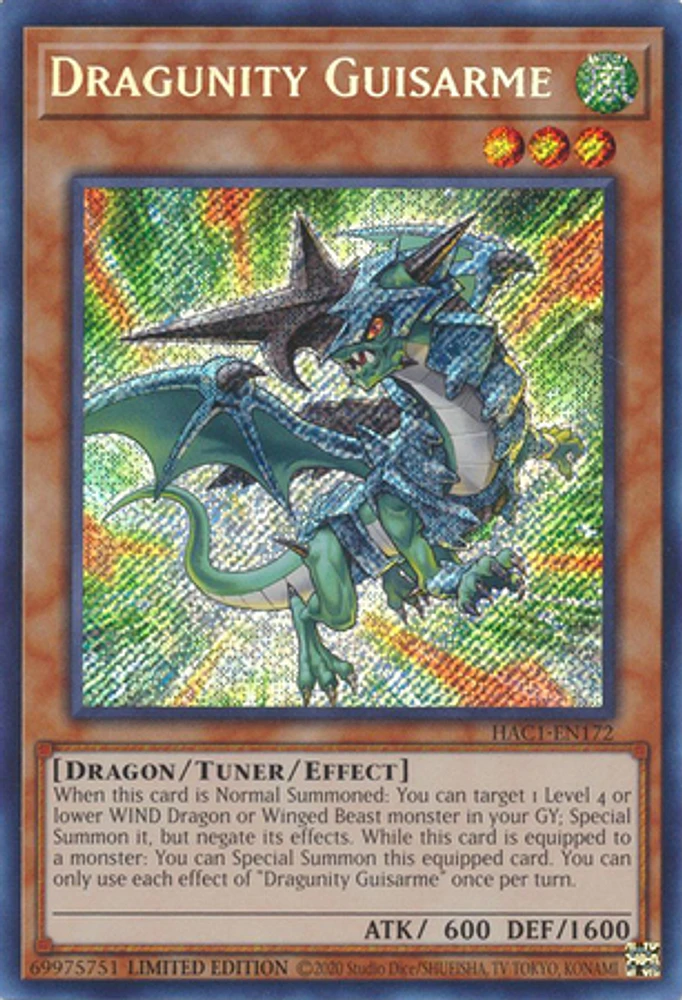 Dragunity Guisarme - HAC1-EN172 - Secret Rare - Limited Edition