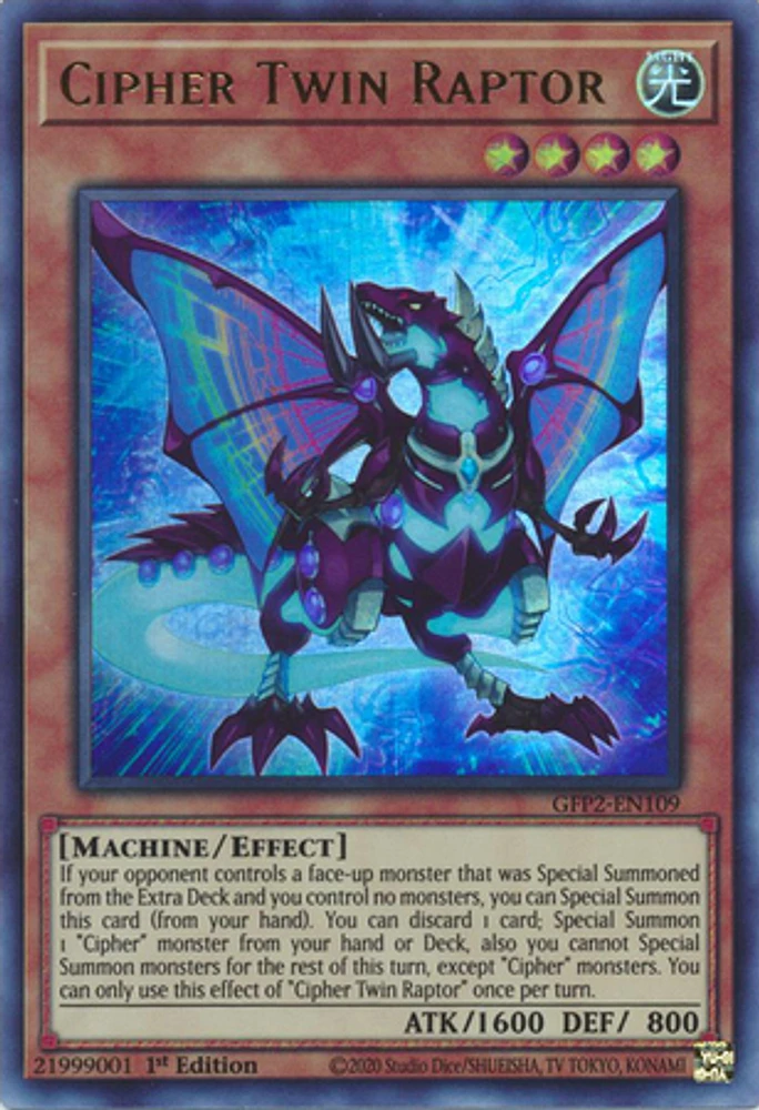 Cipher Twin Raptor - GFP2-EN109 - Ultra Rare - 1st Edition