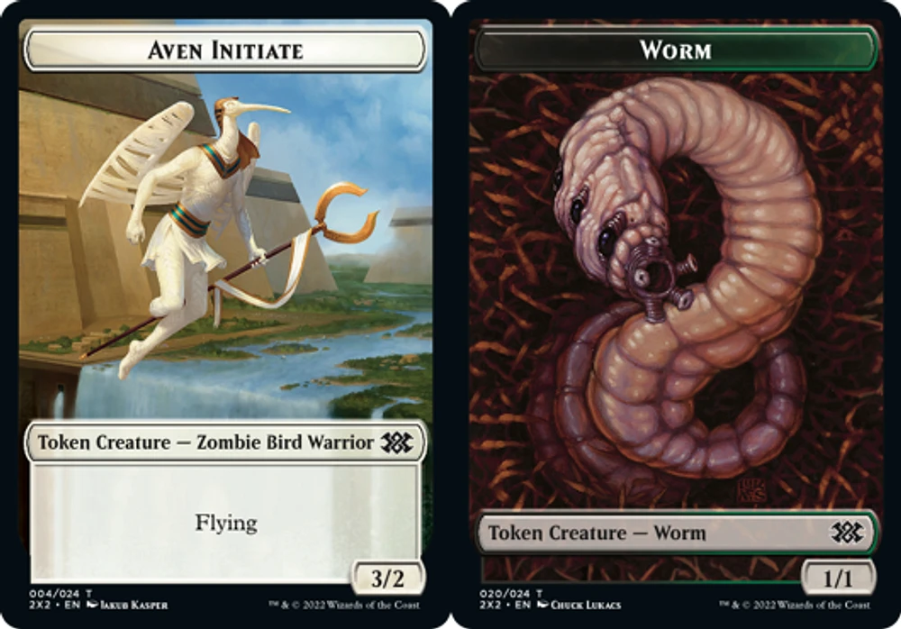 Aven Initiate Token // Worm Token - Foil