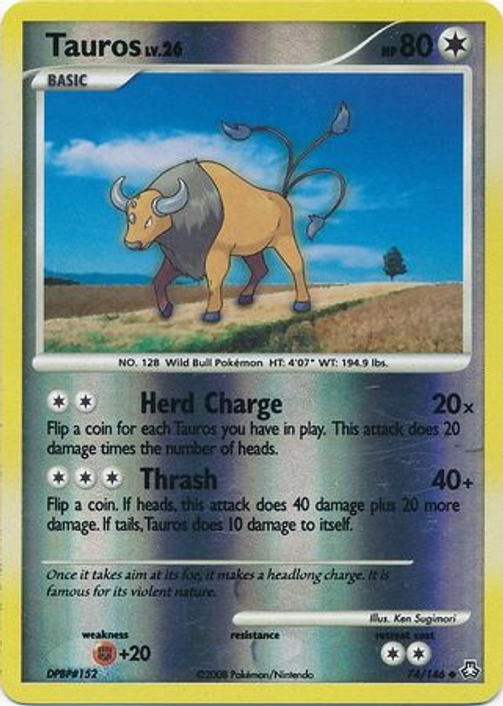 Tauros - 74/146 - Uncommon - Reverse Holo