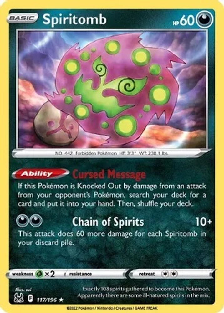 Spiritomb - 117/196 - Rare - Reverse Holo