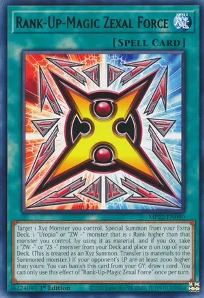 Rank-Up-Magic Zexal Force - MP22-EN090 - Rare - 1st Edition