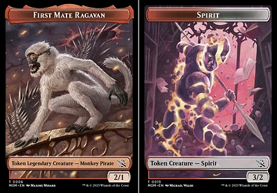 First Mate Ragavan (006) // Spirit (013) Double-Sided Token - Foil