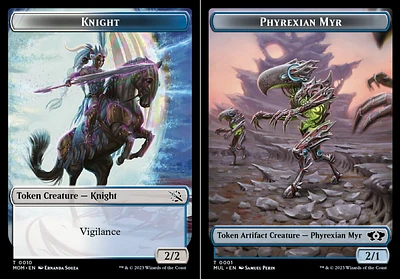 Knight (010) // Phyrexian Myr (001) Double-Sided Token - Foil