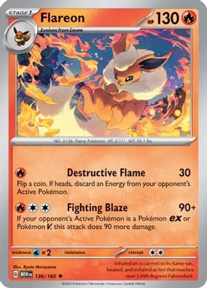 Flareon - 136/165 - Holo Rare