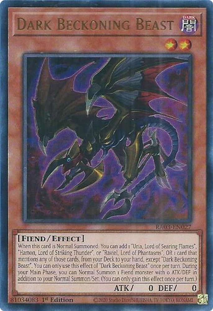 Dark Beckoning Beast - RA03-EN027 - Ultra Rare - 1st Edition