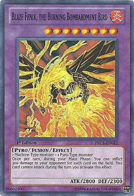 Blaze Fenix, the Burning Bombardment Bird - PRC1-EN012 - Super Rare - 1st Edition