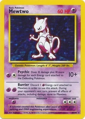 Mewtwo - 10/102 Holo Rare Unlimited Edition