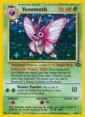 Venomoth - 13/64 - Holo Rare - Unlimited Edition