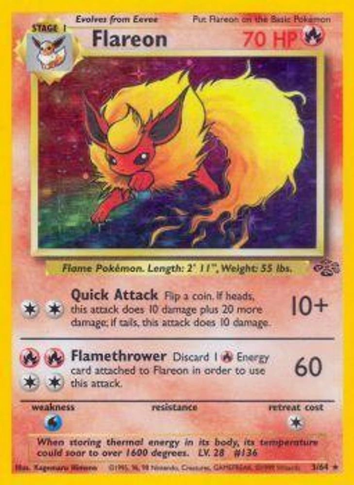 Flareon - 3/64 - Holo Rare - Unlimited Edition