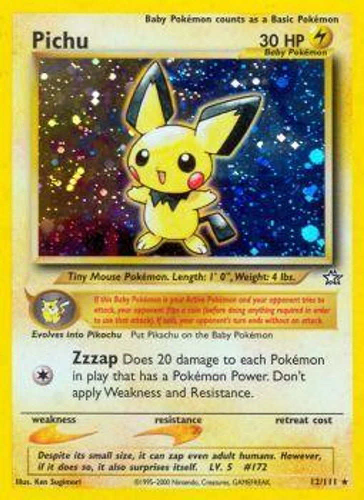 Pichu - 12/111 - Holo Rare - Unlimited Edition