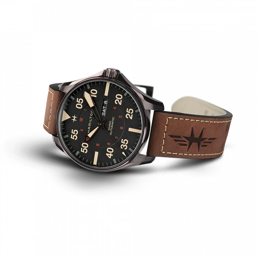 Khaki Pilot Black Dial 46MM Day Date Automatic H64705531