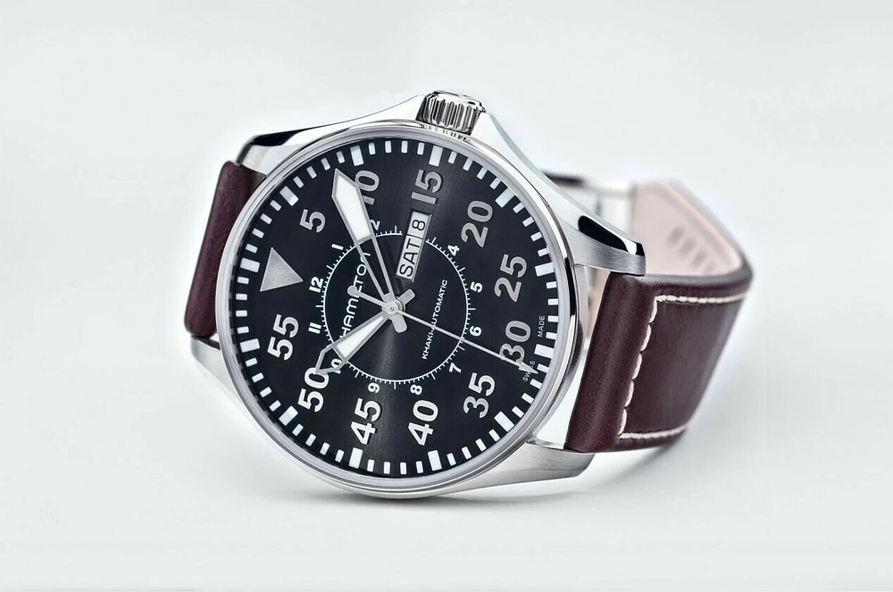 Khaki Aviation Black Dial 46MM Day Date Automatic H64715535