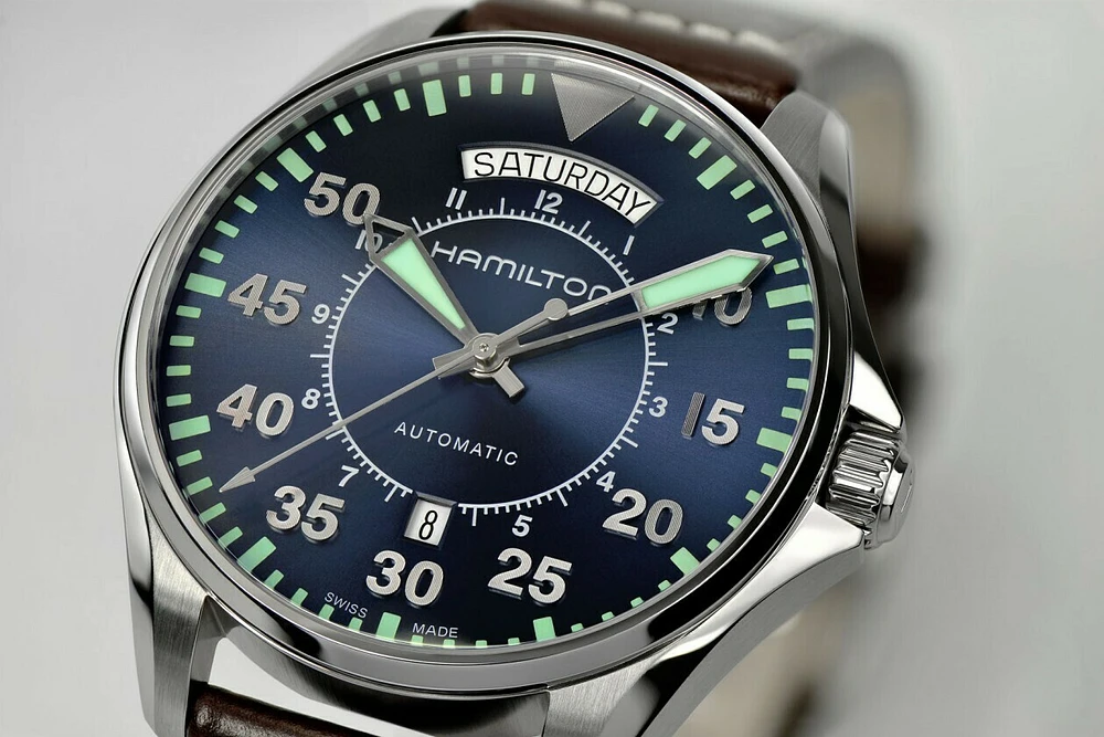 Khaki Aviation Blue Dial 42MM Day Date Automatic H64615545