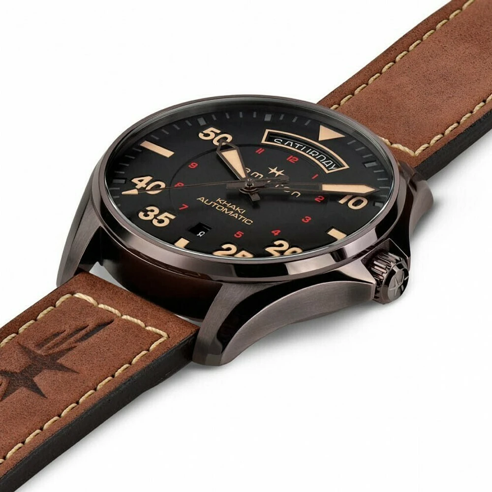 Khaki Aviation Black Dial 42MM  Day Date Automatic H64605531