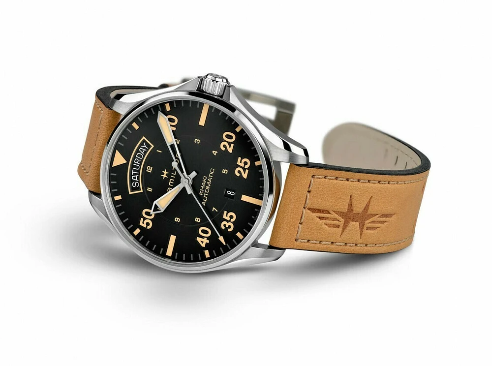 Khaki Aviation Black Dial 42MM  Day Date Automatic H64645531