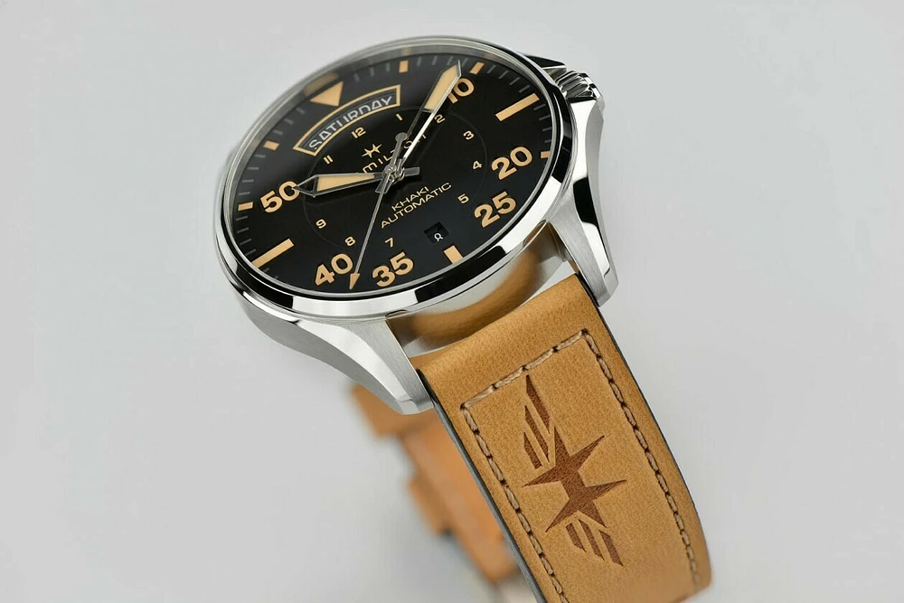 Khaki Aviation Black Dial 42MM  Day Date Automatic H64645531