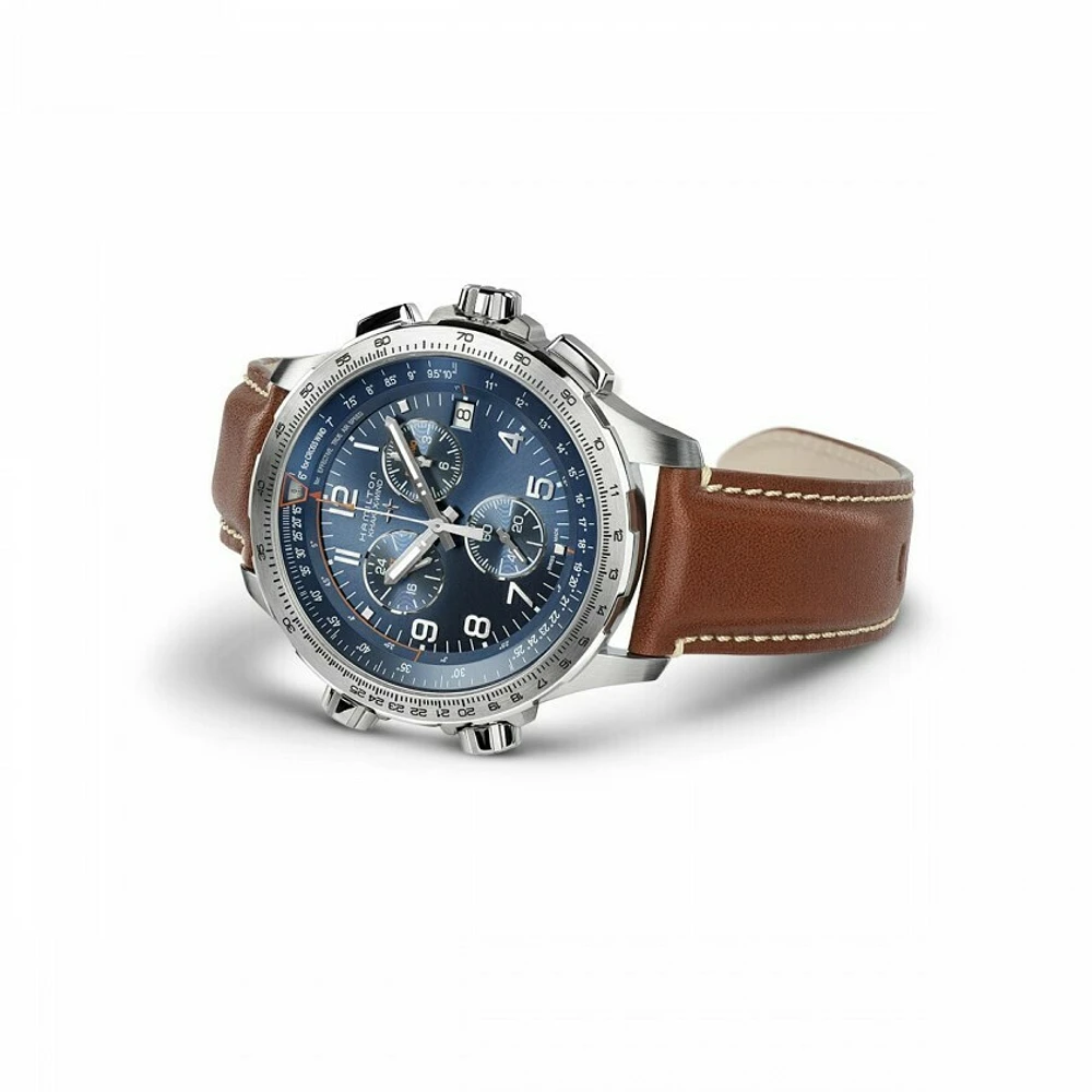 Khaki Aviation Blue Dial 46MM X-Wind GMT Chronograph Quartz H77922541