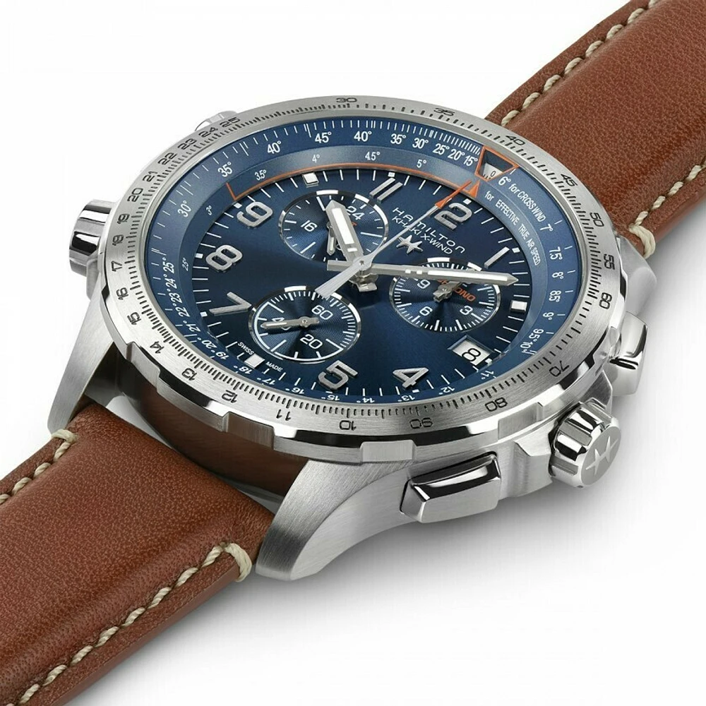 Khaki Aviation Blue Dial 46MM X-Wind GMT Chronograph Quartz H77922541