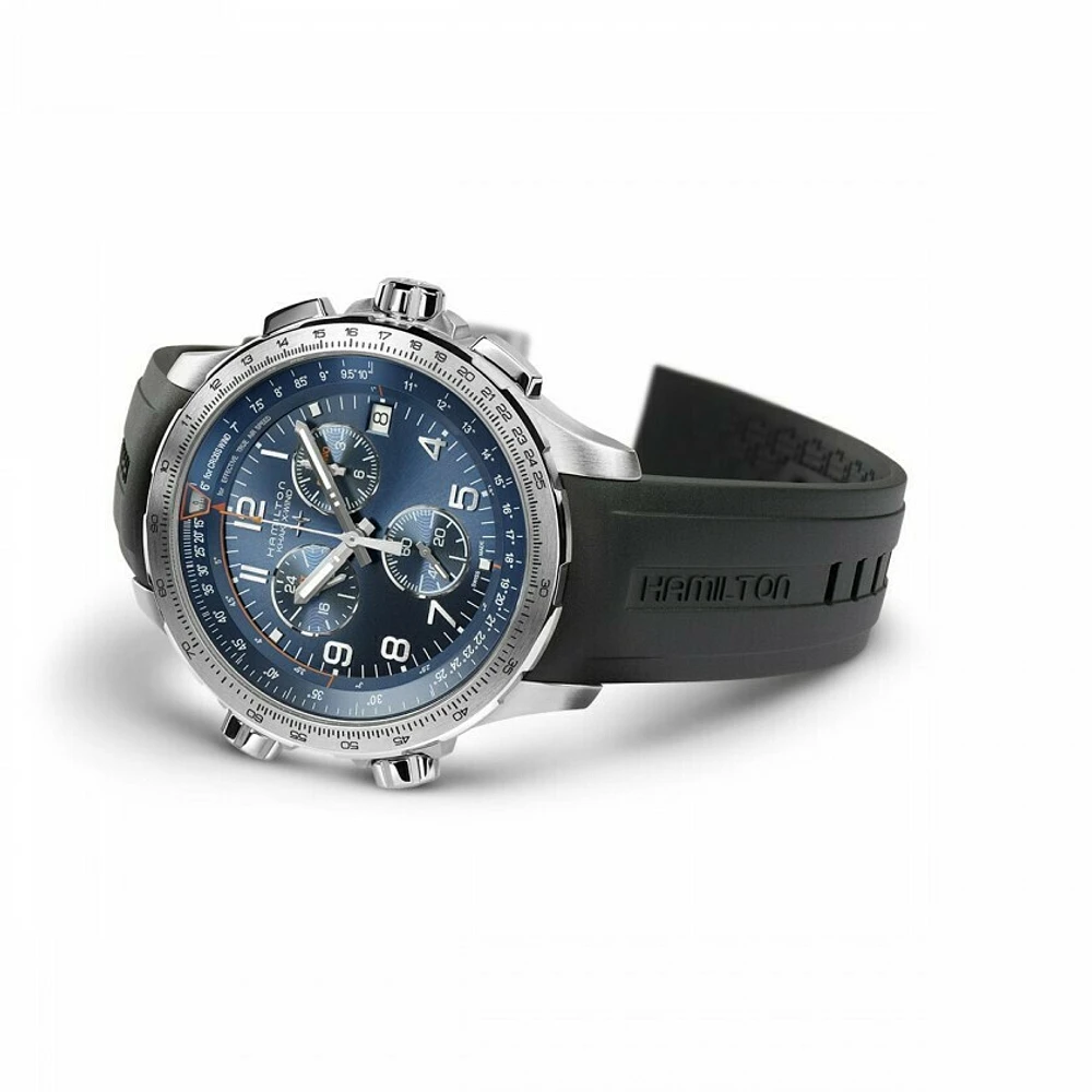 Khaki Aviation Blue Dial 46MM X-Wind GMT Chronograph Quartz H77922341