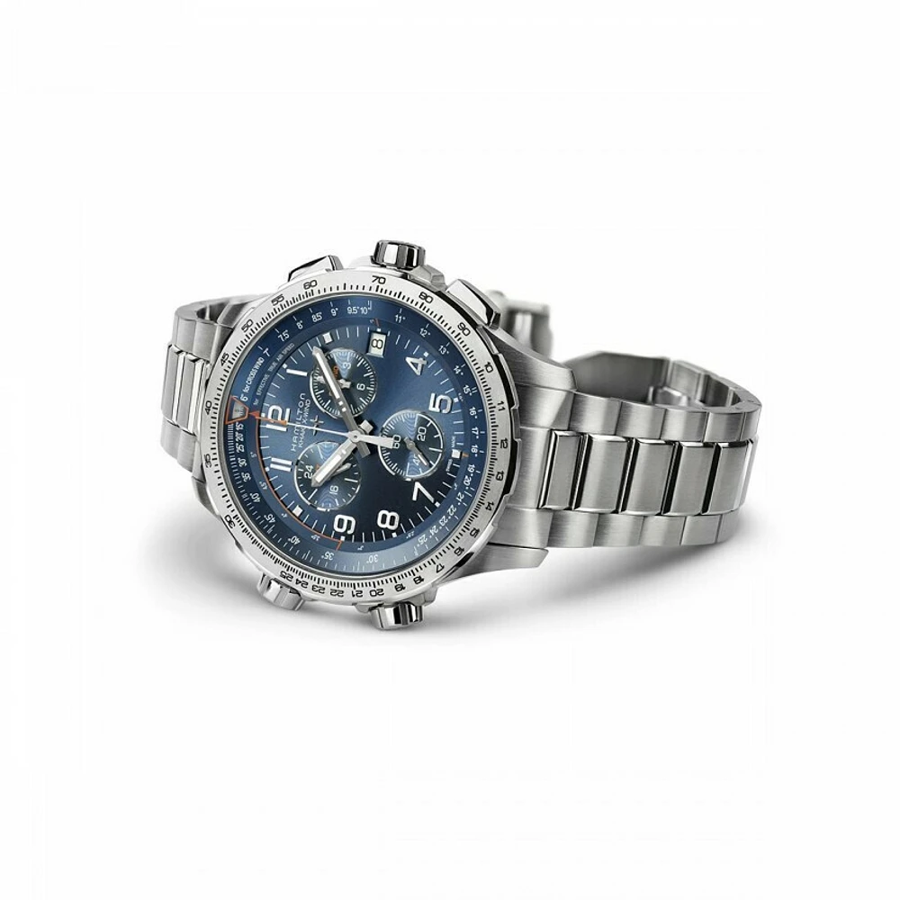 Khaki Aviation Blue Dial 46MM X-Wind GMT Chronograph Quartz H77922141