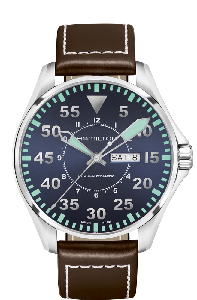 Khaki Aviation Blue Dial 46MM Day Date Automatic H64715545