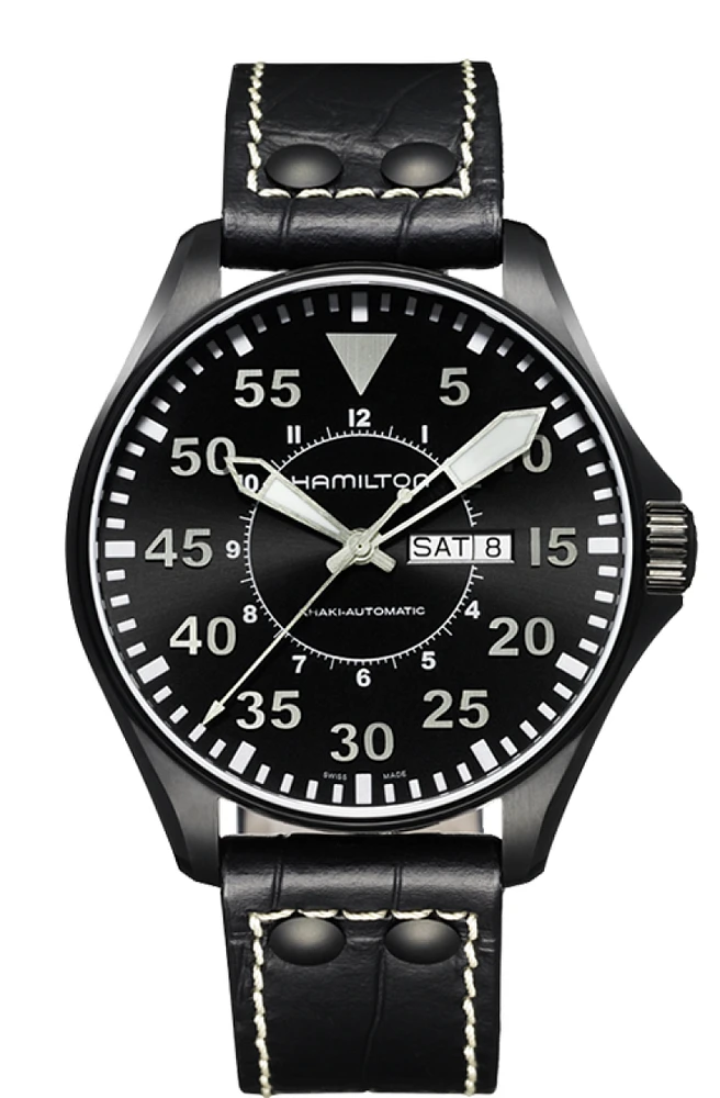 Khaki Aviation Black Dial 46MM Day Date Automatic H64785835