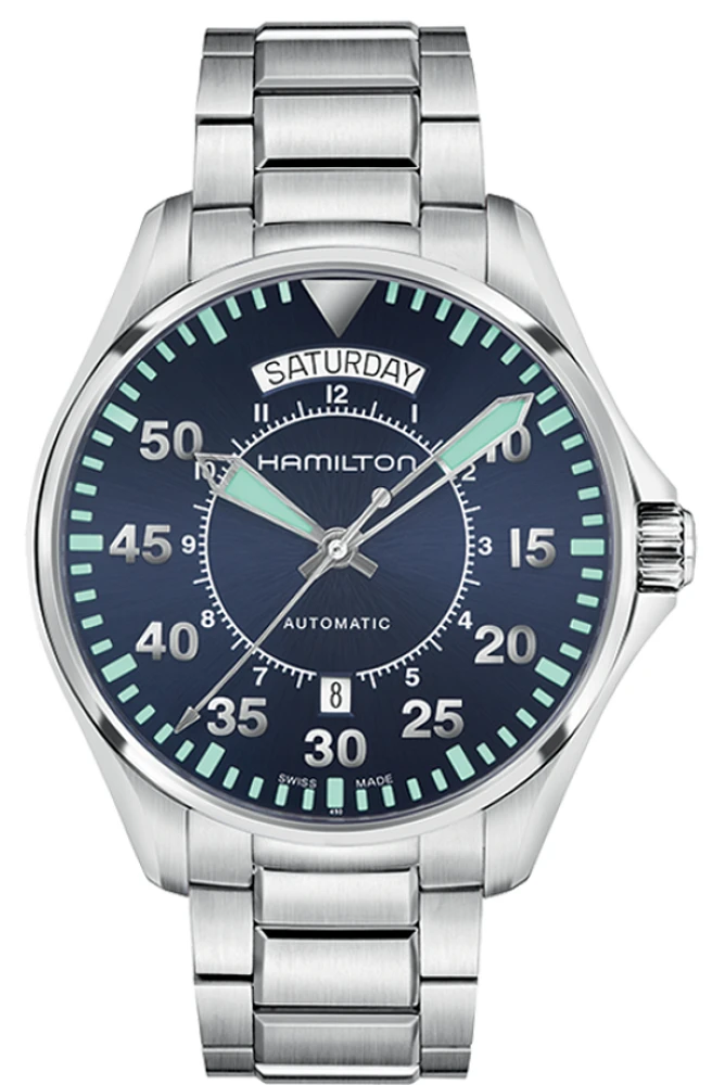 Khaki Aviation Blue Dial 42MM Day Date Automatic H64615145