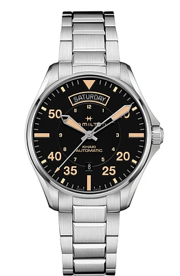 Khaki Aviation Black Dial 42MM Day Date Automatic H64645131