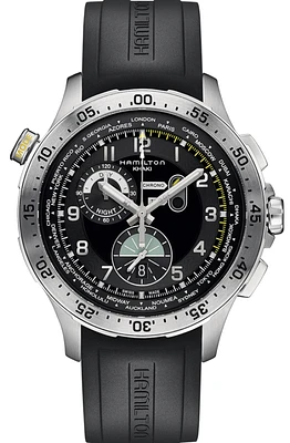 Khaki Aviation Black Dial 45MM World Timer Chronograph Quartz H76714335