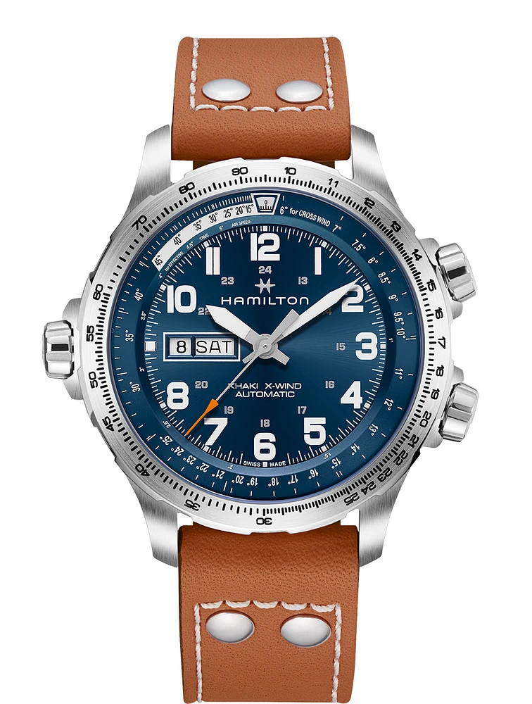 Khaki Aviation Blue Dial 45MM X-Wind Day Date Automatic H77765541