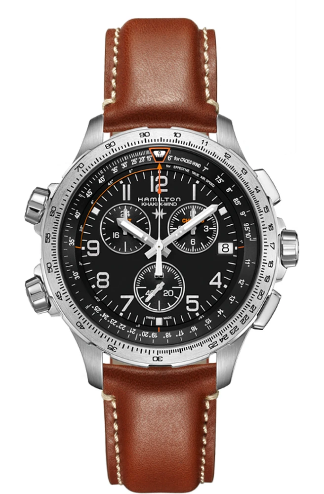 Khaki Aviation Black Dial 46MM X-Wind GMT Chronograph Quartz H77912535