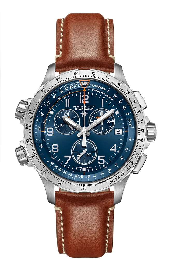 Khaki Aviation Blue Dial 46MM X-Wind GMT Chronograph Quartz H77922541