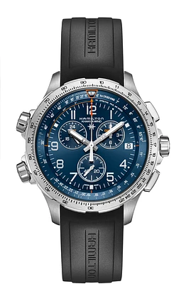 Khaki Aviation Blue Dial 46MM X-Wind GMT Chronograph Quartz H77922341