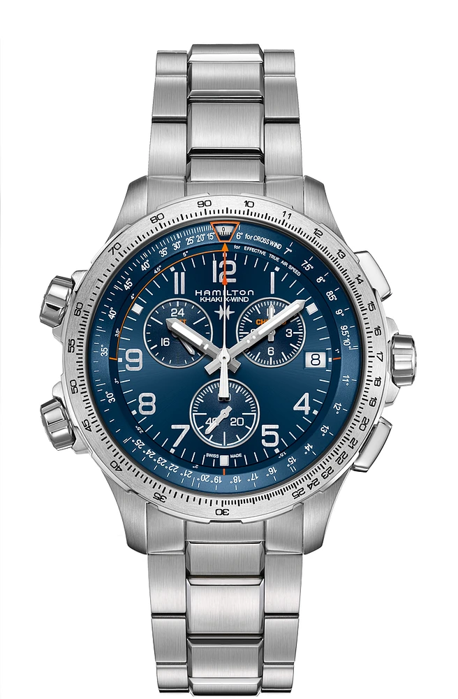 Khaki Aviation Blue Dial 46MM X-Wind GMT Chronograph Quartz H77922141