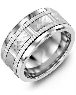 MLQ SS - Men's Hammer Design Eternity Edges Wedding Ring