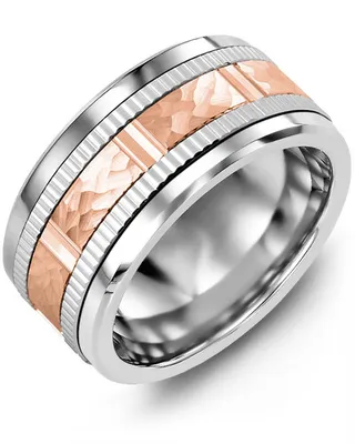 MLQ GLD - Men's Hammer Design Eternity Edges Wedding Ring