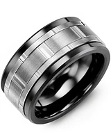 MJC MOD - Men's Wide Vertical Diamond Cut Wedding Band