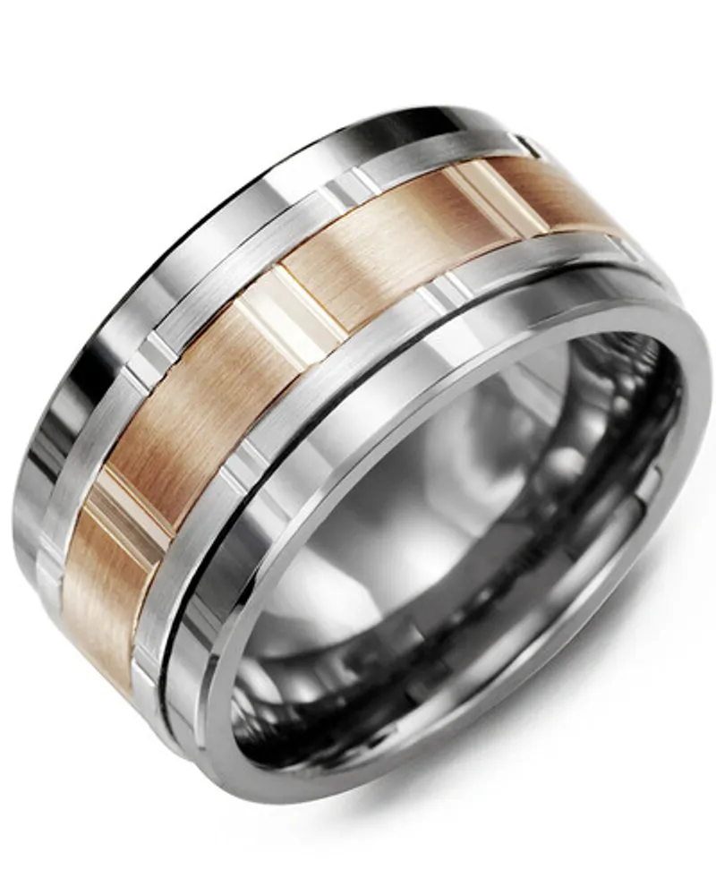 MJC MOD - Men's Wide Vertical Diamond Cut Wedding Band