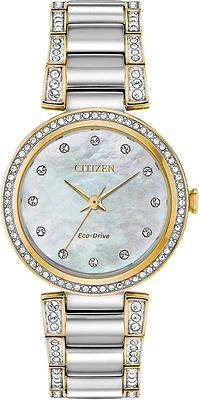 Silhouette Crystal Mother of Pearl Dial 28MM Eco-Drive EM0844-58D