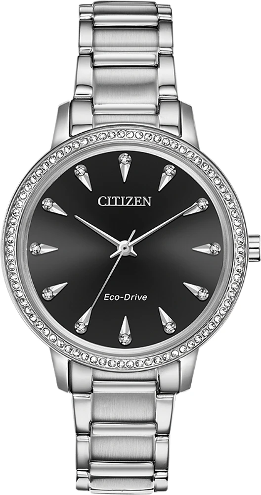 Silhouette Crystal Black Dial 36MM Eco-Drive FE7040-53E