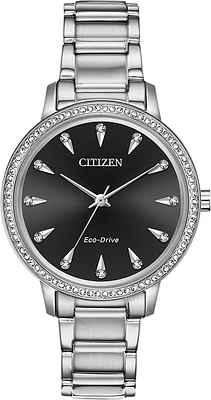 Silhouette Crystal Black Dial 36MM Eco-Drive FE7040-53E