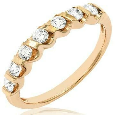 Diamond 0.38CT Band Fancy Bar Set 14KT Gold Ring