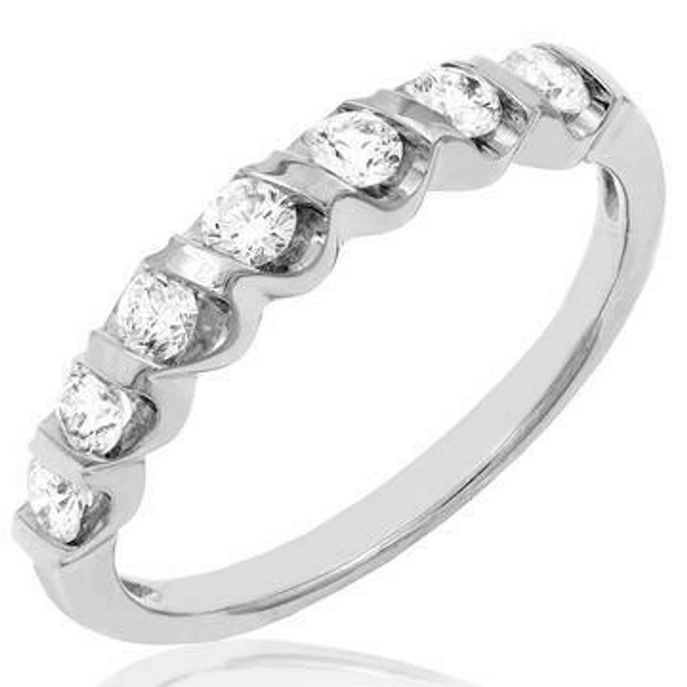 Diamond 0.38CT Band Fancy Bar Set 14KT Gold Ring