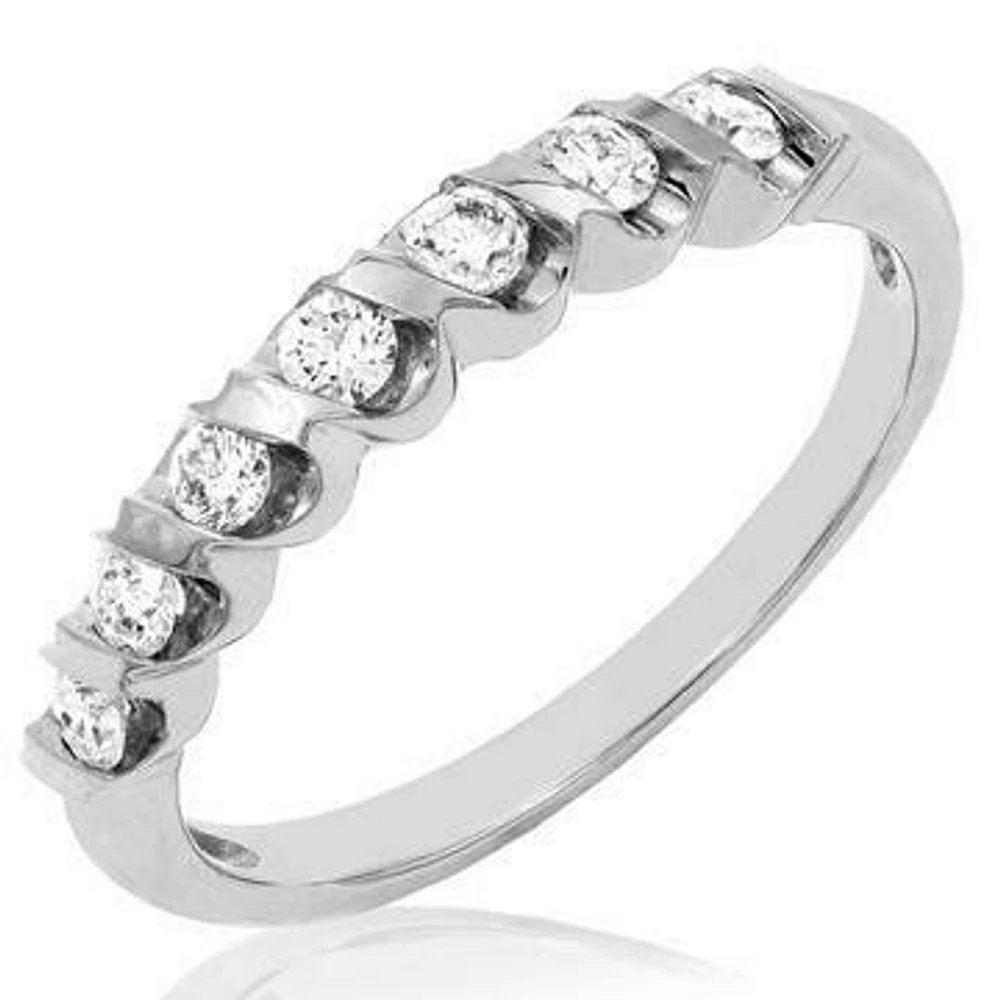 Diamond 0.29CT Band Fancy Bar Set 14KT Gold Ring