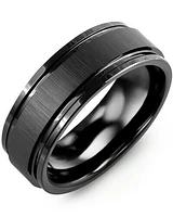 RGW - Men's Satin Center Polished Edges Ceramic Wedding Ring